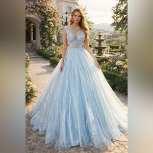 Enchanting Light Blue Prom Dress